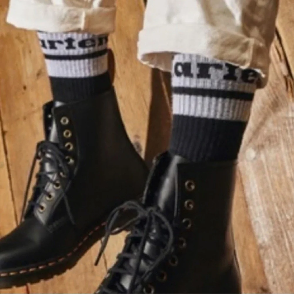 2-Pairs Dr. Martens Crew Socks Athletic‎ Logo Black/Gray Size M/L